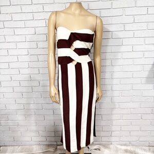 Anthropologie Striped Brown and White Women's Dress‎